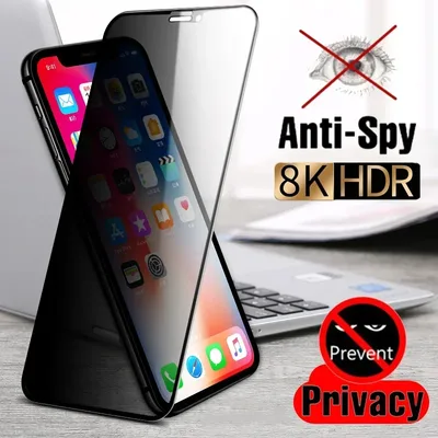 iPhone 11 12 13 14 15 Pro Max 8 Plus iPhone 16 PRO XR XS MAX 용 최고의 8K 안티 스파이 유리 용 풀 커버 개인 정보 보호 화면 보호기