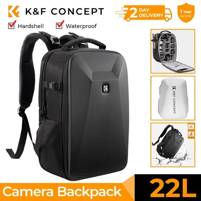 K&F CONCEPT 22L 카메라 가방 대용량 여행 사진 배낭 방수 남성용 배낭 가방 DSLR/SLR 카메라 레인 커버