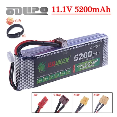 RC 장난감 자동차 보트 쿼드콥터 드론 비행기 헬리콥터용 3S Lipo 배터리, XT60 딘 T JST 11.1V 배터리, 11.1V 5200mah 40C