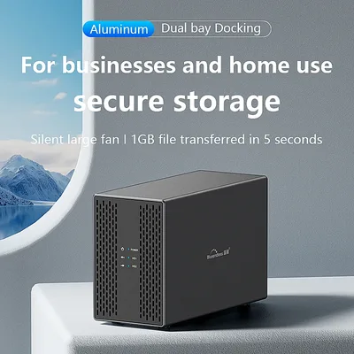 Blueendless 듀얼 베이 쉘 열 방출 3.5 USB 3.0 외부 유형 C 듀얼 하드 드라이브 인클로저 SATA 어레이 박스 HDD 서버 케이스