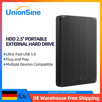 유니온사인 HDD 2.5” 휴대용 외장 하드 드라이브 1TB/750GB/500GB/250GB USB3.0 스토리지 PC, Mac, 데스크탑, 맥북, TV와 호환 가능