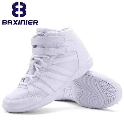 BAXINIER Girls White High Top 치어 리더 신발 경량 청소년 응원 경쟁 운동화 훈련 댄스 테니스 신발