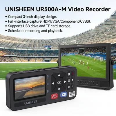UNISHEEN HD 비디오 캡처 박스 1080P 비디오-디지털 변환기(3인치 화면, 4K HDMI/CVBS/VGA/YPBPR 입력 비디오 레코더 포함)