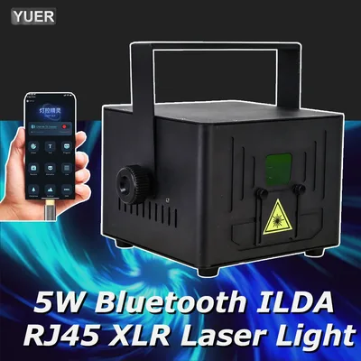 새로운 5W 블루투스 APP ILDA 제어 애니메이션 빔 스캐너 무대 RGB 레이저 광 프로젝터 DJ 디스코 바 클럽 파티 크리스마스 쇼 램프