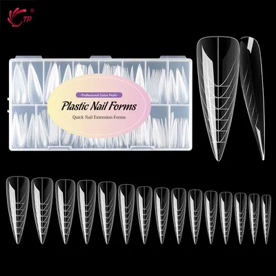 TP 75pcs/150pcs 스틸레토 듀얼 폼 네일 아크릴 빠른 빌딩 젤 몰드 풀 커버 확장 어퍼 몰드 틀린 네일 팁 탑 폼