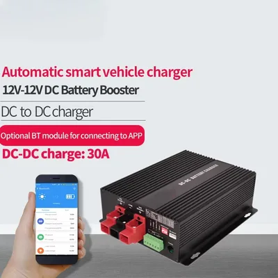 부스터 지원을 갖춘 12V DC-DC 30A 스마트 충전기 Bluetooth 앱 리튬 배터리 완전 자동 충전 온도 충전기