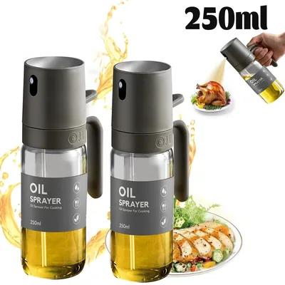 250ML 오일 분무기, 고 붕규산 유리 BPA 프리 식용유 미스터, 에어 프라이어, 샐러드, 바베큐, 주방 가제트 용 올리브 오일 분무기