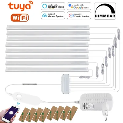 와이파이 블루투스 LED 주방 라이트 바, 12V, 30cm, 40cm, 50cm, 타이밍 야간 램프, 캐비닛 옷장 투야, 알렉사 구글 홈과 함께 작동