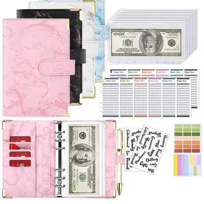 새 예산안 노트북, A6 현금 봉투, 재무관리용 6 홀 바인더, A6 느슨한 잎 바인더