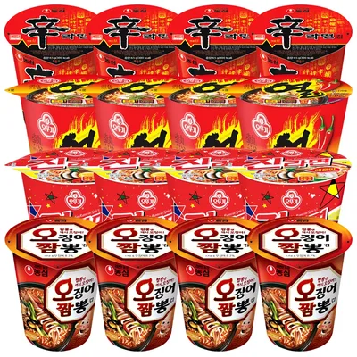컵라면 소컵 세트(오징어짬뽕4개+신라면4개+열라면4개+진라면매운맛4개)