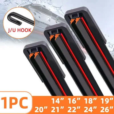 1PC 범용 이중 고무 스트립 J/U 자형 와이퍼 블레이드, 전면 와이퍼 유리 클리너 와이퍼 블레이드