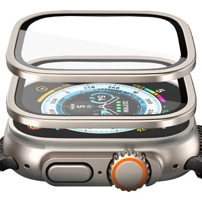 애플워치 울트라 2 49mm용 알루미늄 합금 케이스+강화유리 iWatch 울트라 49mm용 스크래치 방지 스크린 보호 필름 커버 필름