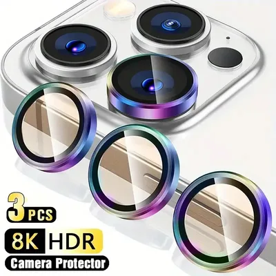 3Pcs 금속 렌즈 보호 유리 iPhone 16 13 12 11 14 15 Pro Max 미니 카메라 렌즈 보호 필름 iPhone 16 14 15 Plus