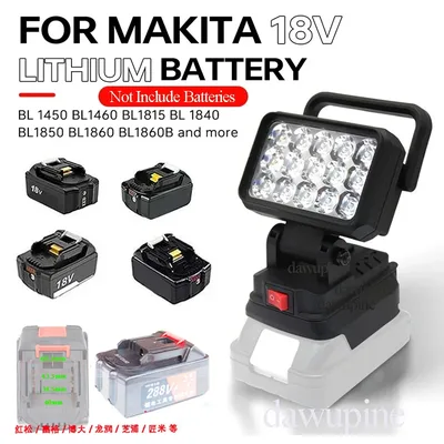 Makita 18V 리튬 이온 배터리 액세서리 BL1830 LED 작업 램프 라이트 토치 손전등 랜턴 캠핑 비상 조명 BL1430