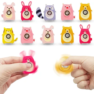 6PCS 손가락 끝 자이로 장난감 크리 에이 티브 아크릴 동물 고양이 개 폭스 Fidget 스피너 장난감 스트레스 릴리프 파티 호의 선물