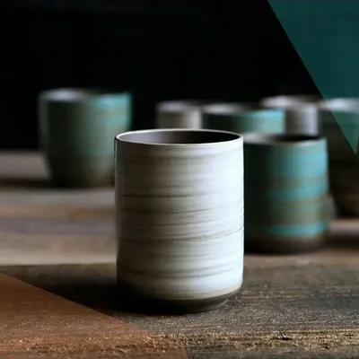 손으로 그린 ​​Crackle Glaze 석기 머그잔, 빈티지 아시아 세라믹 커피 티 컵, 식기 세척기 안전 선물 가정용 선 아로마테라피