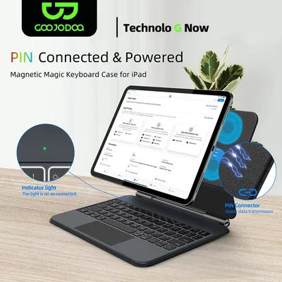 iPad Pro 11 2024 M4 iPad Air 4/5/6 10.9 멀티 터치 터치 패드 스마트 역방향 충전 용 스마트 PIN 플러그 앤 플레이 매직 키보드 케이스