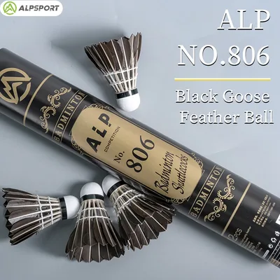 ALP 806 배드민턴 셔틀콕 12개 검은색 거위털 배드민턴 공 훈련용 배드민턴 스포츠 77 76 속도 셔틀콕