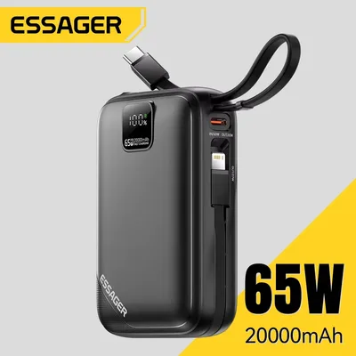 Essager 65W 20000mAh 보조베터리 PD 고속 충전 유형 C 빠른 충전 iPhone MacBook 노트북 용 휴대용 보조베터리 외장 배터리