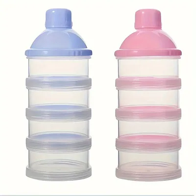 4 레이어 투명한 분유 용기, 쌓을 수 있는 이유식 보관 상자, 휴대용 포뮬러 디스펜서