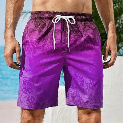 3D 인쇄 열대 식물 보드 반바지 남자 대형 서핑 Drawstring 비치 스포츠 바지 수영복 수영복 트렁크 아동 의류