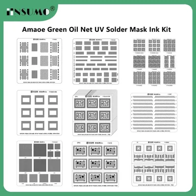 아마오에 그린 오일 네트 UV 솔더 마스크 잉크 키트 (아이폰, 삼성, 화웨이 HD LCD CPU BGA RAM IC 칩 메인보드 리볼링 스텐실용)