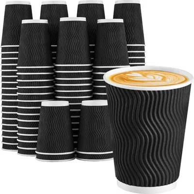 25/50PCS 일회용 골판지 종이컵 더블 레이어 커피 뜨거운 차 우유 음료 종이컵 파티 음주 액세서리