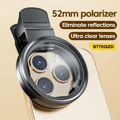 새로운 52mm CPL 휴대폰 렌즈 필터 렌즈 클립 카메라 액세서리 원형 편광 필터 (캐논, 니콘, 모든 스마트폰 호환)