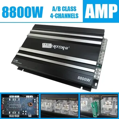 클래스 AB 자동차 오디오 업그레이드 전력 증폭기 4 채널 12V 8800W 전력 스테레오 증폭 오디오 스피커 서브 우퍼 고음 중저음