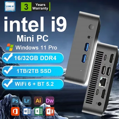 미니 PC 윈도우 11 인텔 코어 i9 10980HK i3 6100U DDR4 16GB 32GB SSD 1TB 2TB 컴퓨터 게임용 BT5.2 휴대용 데스크탑 PC 게이머용
