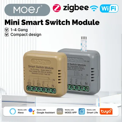 MOES Tuya WiFi Zigbee 미니 DIY 스마트 스위치 모듈 1-4 Gang 타이머 홈 오토메이션 Google 홈 Alexa와 호환 가능