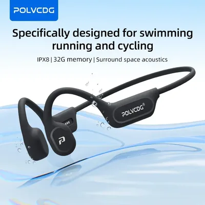 POLVCDG X9 골전도 이어폰 32G IPX8 방수 오픈 디자인 수영, 러닝, 사이클링용 귀걸이형 이어폰