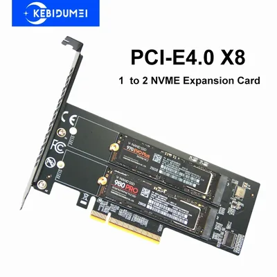 M.2 NVMe SSD PC 메인보드용 1~2x NVMe 확장 카드 PCIe 4.0 x8, 2230 2242 2260 2280 호환 PCIe 3.0 x1 x4 x8 확장 카드