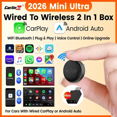 미니 울트라 3 카린킷 5.0 무선 어댑터 무선 카플레이 안드로이드 오토 (순정 차량용) 플러그 앤 플레이 WiFi 블루투스 자동 연결