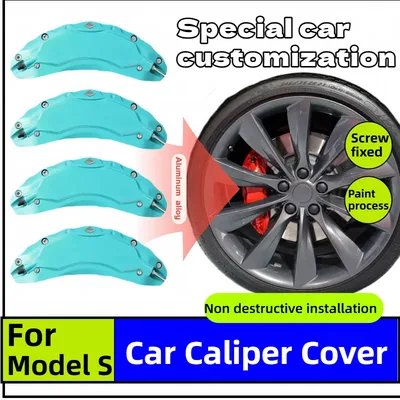 2018-2023 테슬라 모델 S용 ‌   모델S ‌   자동차 브레이크 캘리퍼 커버 알루미늄 합금 앞뒤 바퀴 개조 외장 키트