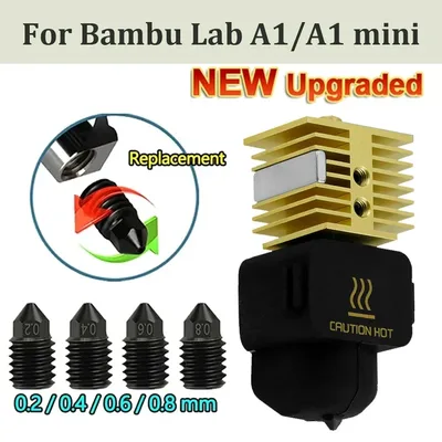 밤부랩 A1 미니용 신형 핫엔드 조립 키트 0.2 0.4 0.6 0.8MM 교체 가능한 노즐 (밤부랩 A1/A1 미니 3D 프린터용)