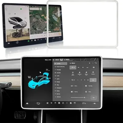 Tesla Model 3 Y Juniper 실리콘 보호 프레임 가장자리 커버 중앙 제어 디스플레이 네비게이션 화면 보호기 액세서리