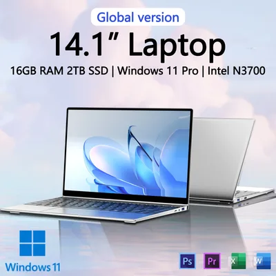 새로운 초슬림 노트북 14.1인치 16GB 램 2TB SSD 인텔 4405U 게이밍 PC 1920*1080 디스플레이 사무용/학습용 컴퓨터 PC 윈도우 11 프로