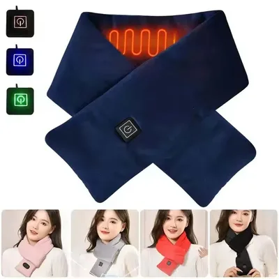 USB 여성 남성용 히팅 스카프 온도 조절 스카프 3단계 플리스 세탁 가능 전기 목 워머 배터리 미포함 캠핑용