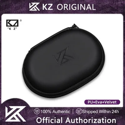 KZ 고품질 PU 가죽 소재 이어폰 가방 타원형 휴대용 코르티컬 보관 가방 압력 저항 KZ 이어폰 보관 케이스