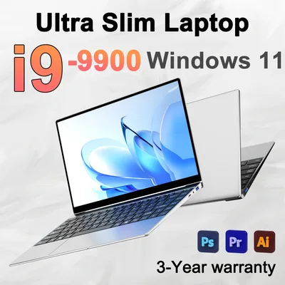 새로운 14.1인치 노트북 인텔 코어 i9-9900 32GB 2TB 게이밍 PC 울트라 슬림 오피스 학습용 컴퓨터 PC 윈도우 11 프로 1920*1080 HD