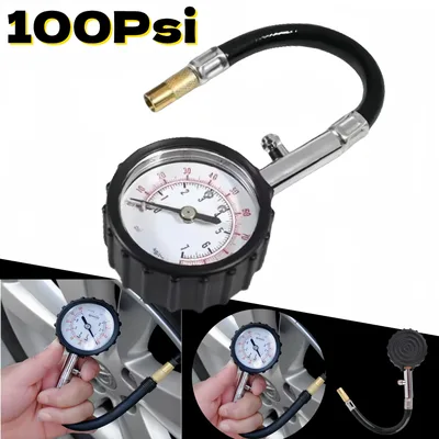 고정밀 100Psi 자동차 타이어 압력 게이지 긴 호스 타이어 미터 타이어 공기압 측정기 자동차 오토바이 트럭용