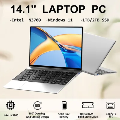 14.1인치 울트라 슬림 노트북 16GB 램 2TB SSD 인텔 N3700 게이밍 노트북 1920*1080 디스플레이 사무용 학습용 컴퓨터 PC 윈도우 11 프로