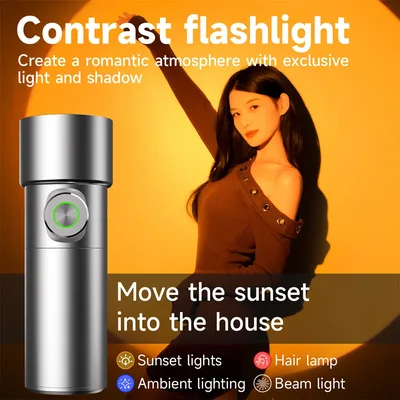 새로운 사진용 플래시라이트 4색 RGB LED 비디오 조명 줌이 가능한 선셋 라이트 스포트라이트 비디오 녹화용 10W 프로젝션 라이트