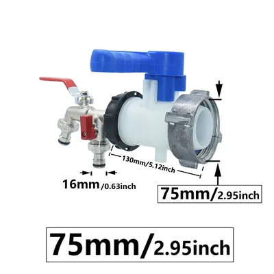 IBC 탱크 탭 어댑터 S60 75mm에서 16mm로 변환 니플 레인 버킷 피팅 2-웨이 호스 탭 퀵 커넥터 니플 수도꼭지 합금 탱크