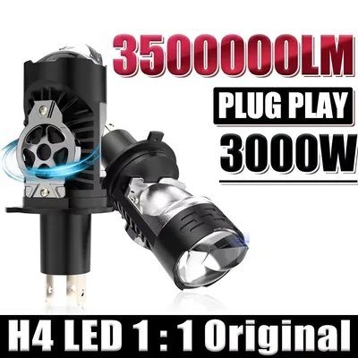 H4/9003/HB2 LED 헤드라이트 전구 프로젝터 렌즈 캔버스 슈퍼 브라이트 LED 3000W 3500000LM 6000K 하이/로우 라이트 자동차 및 오토바이에 적용 가능