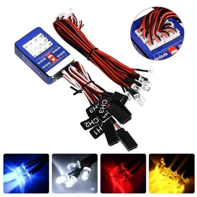 Rc 자동차 시뮬레이션 플래시 라이트 12 LED 조명 키트 1/10 스케일 모델 용 스티어링 브레이크 Yokomo Tamiya TRX HSP HPI Axial Rc4wd