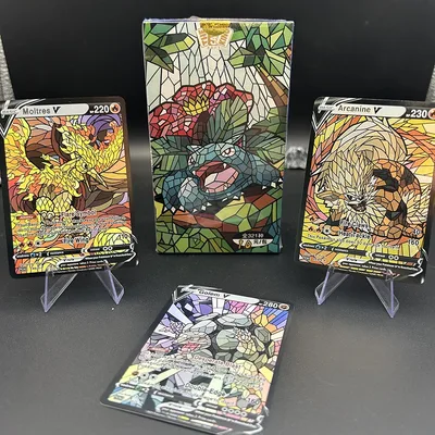 1박스 블라인드 박스 애니메이션 PTCG TCG 캐시드럴글래스 시리즈 트레이딩 컬렉션 카드 몰트레스 고렘 아카닌 플래시 배틀 카드 어린이 선물