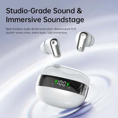 MINI550-무선 헤드폰, 고음질 스테레오 헤드폰, 소음 제거 기능 및 LED 디스플레이, 미니 헤드폰
