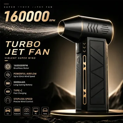 580000RPM 강력한 터보 블로워 USB 충전식 무선 진공청소기 강력한 풍압 LED 조명 자동차/컴퓨터 청소